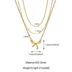 Hot 925 Silver Butterfly Triple Layer Necklace Set