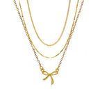 Hot 925 Silver Butterfly Triple Layer Necklace Set