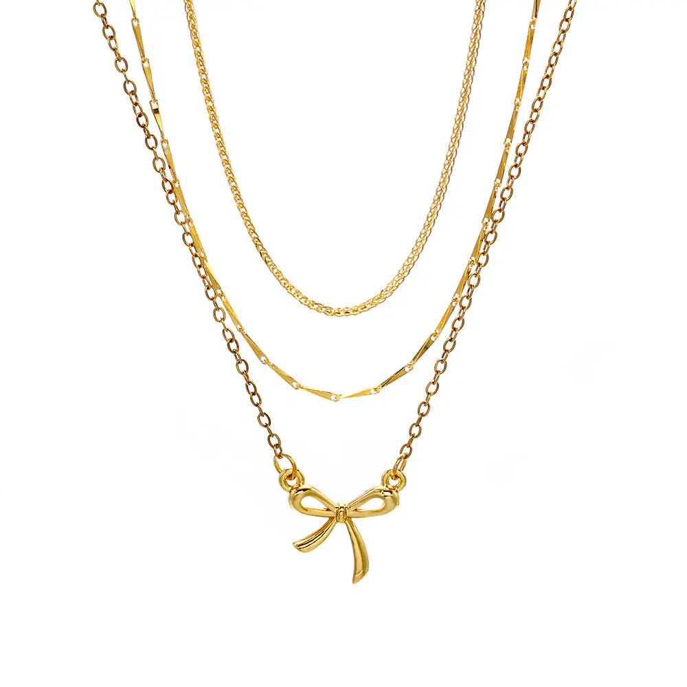 Hot 925 Silver Butterfly Triple Layer Necklace Set