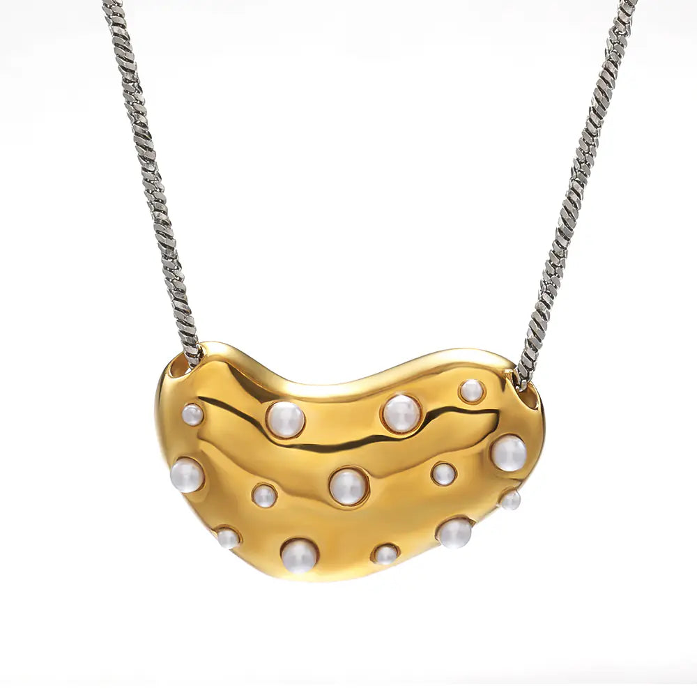 Trendy 316L Gold Stainless Steel Pearl Necklace