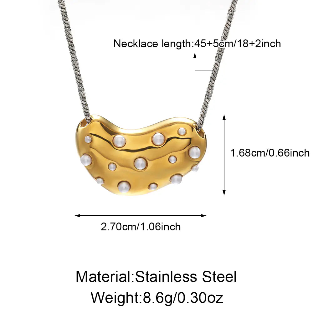 Trendy 316L Gold Stainless Steel Pearl Necklace
