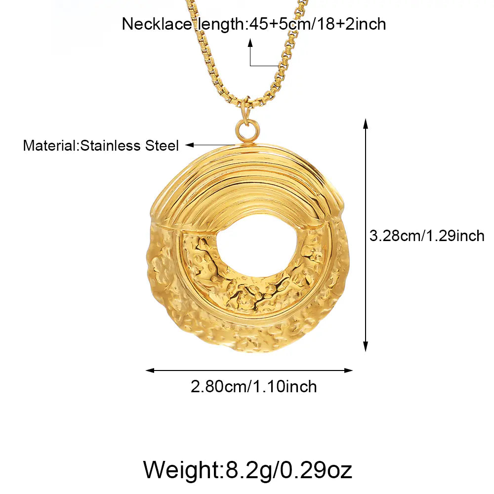 Gold Plated Stainless Steel Circle Necklace
