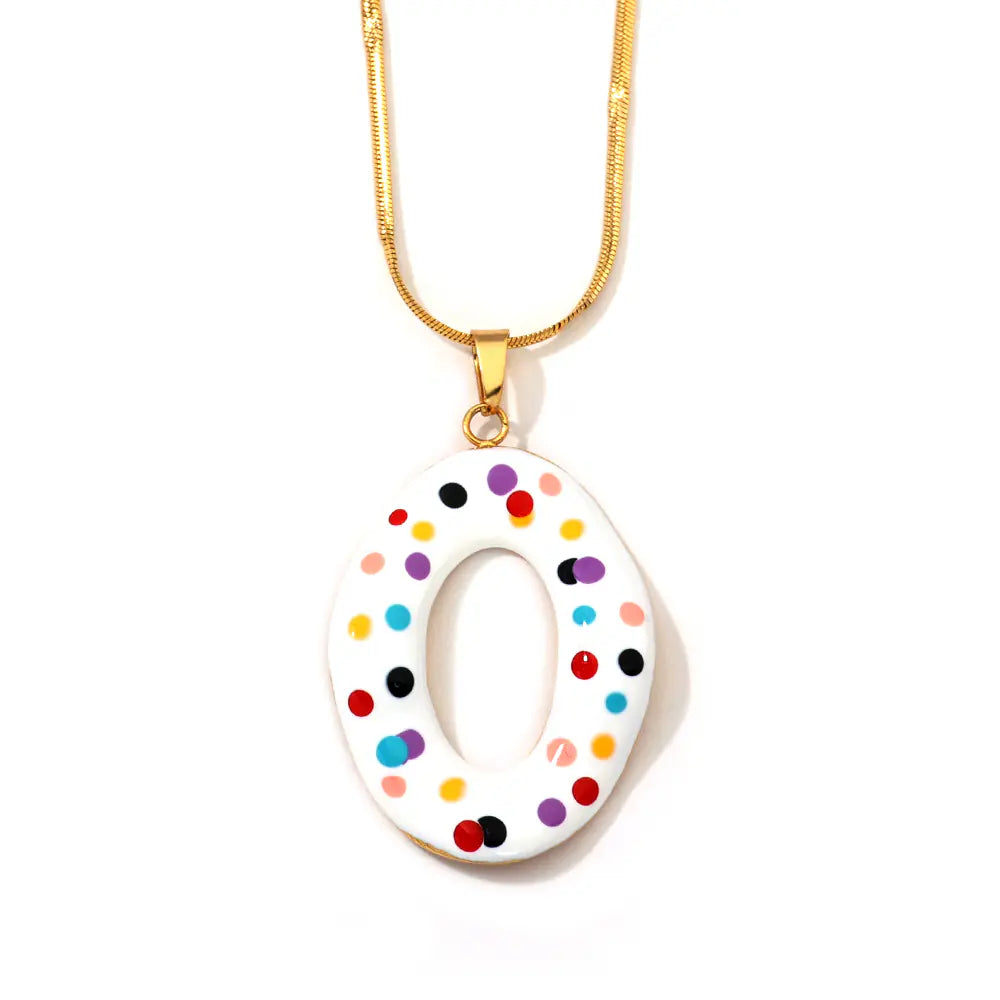 Stainless Steel Enamel Doughnut Necklace