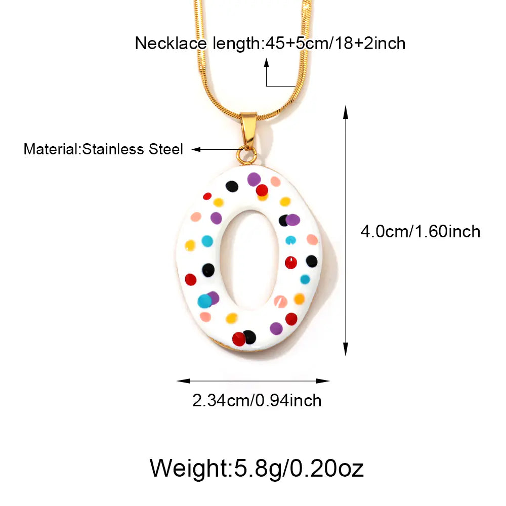 Stainless Steel Enamel Doughnut Necklace