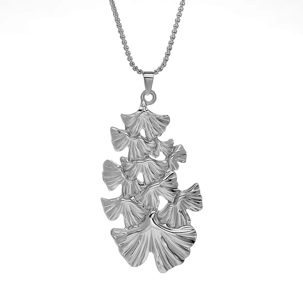 Hot Stainless Steel Leaves Design Necklace