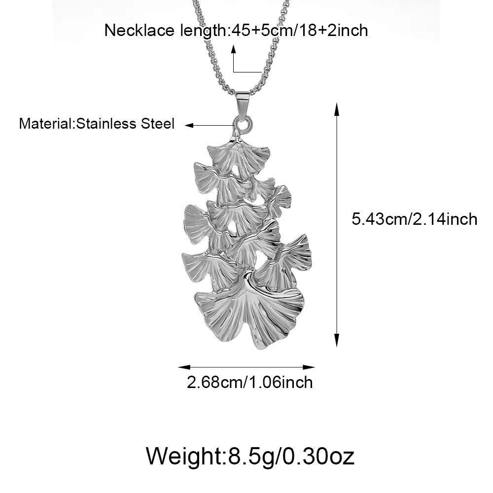 Hot Stainless Steel Leaves Design Necklace