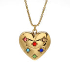 Stainless Steel Heart Shape Gemstones Necklace