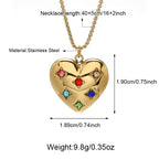 Stainless Steel Heart Shape Gemstones Necklace
