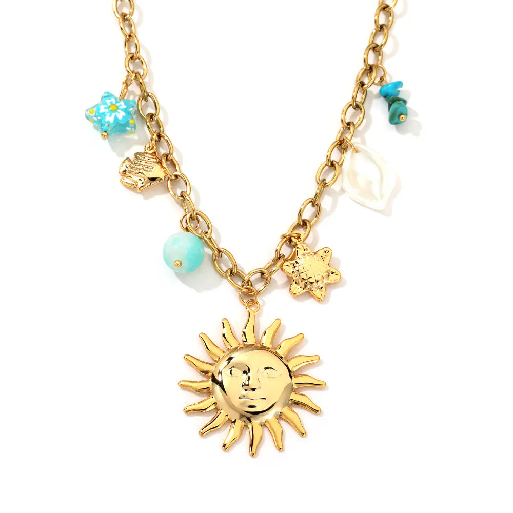 Good Quality Stainless Steel Sun Pendant Necklace
