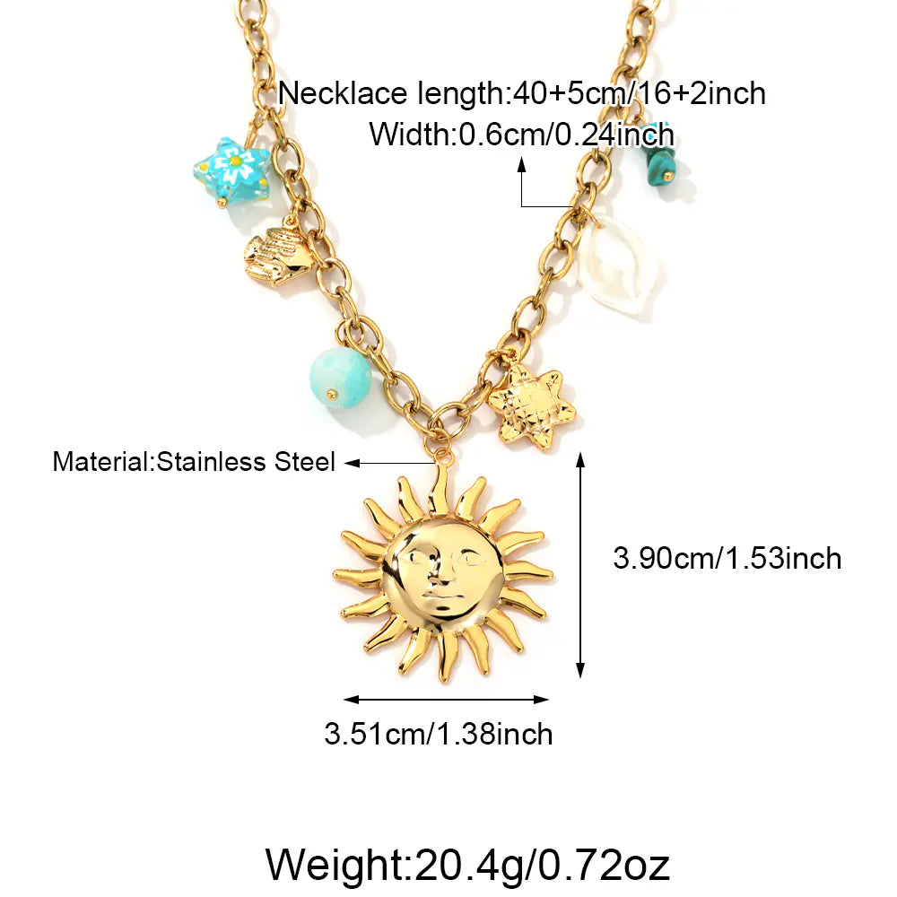 Good Quality Stainless Steel Sun Pendant Necklace