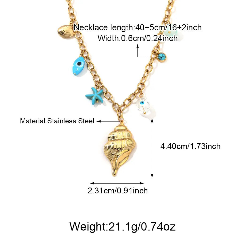 Sea Conch Design Stainless Steel Necklace