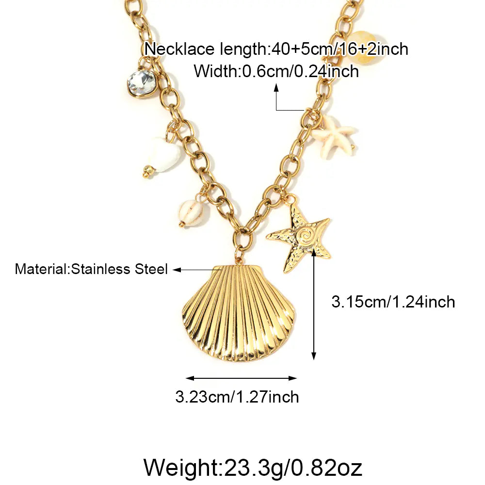 Stainless Steel Shell Pendant Necklace
