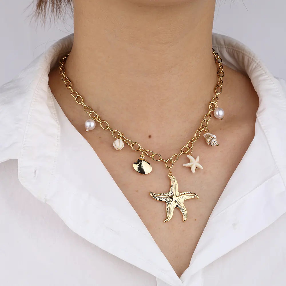 Marine Stainless Steel Multi Drop Pendant Necklace