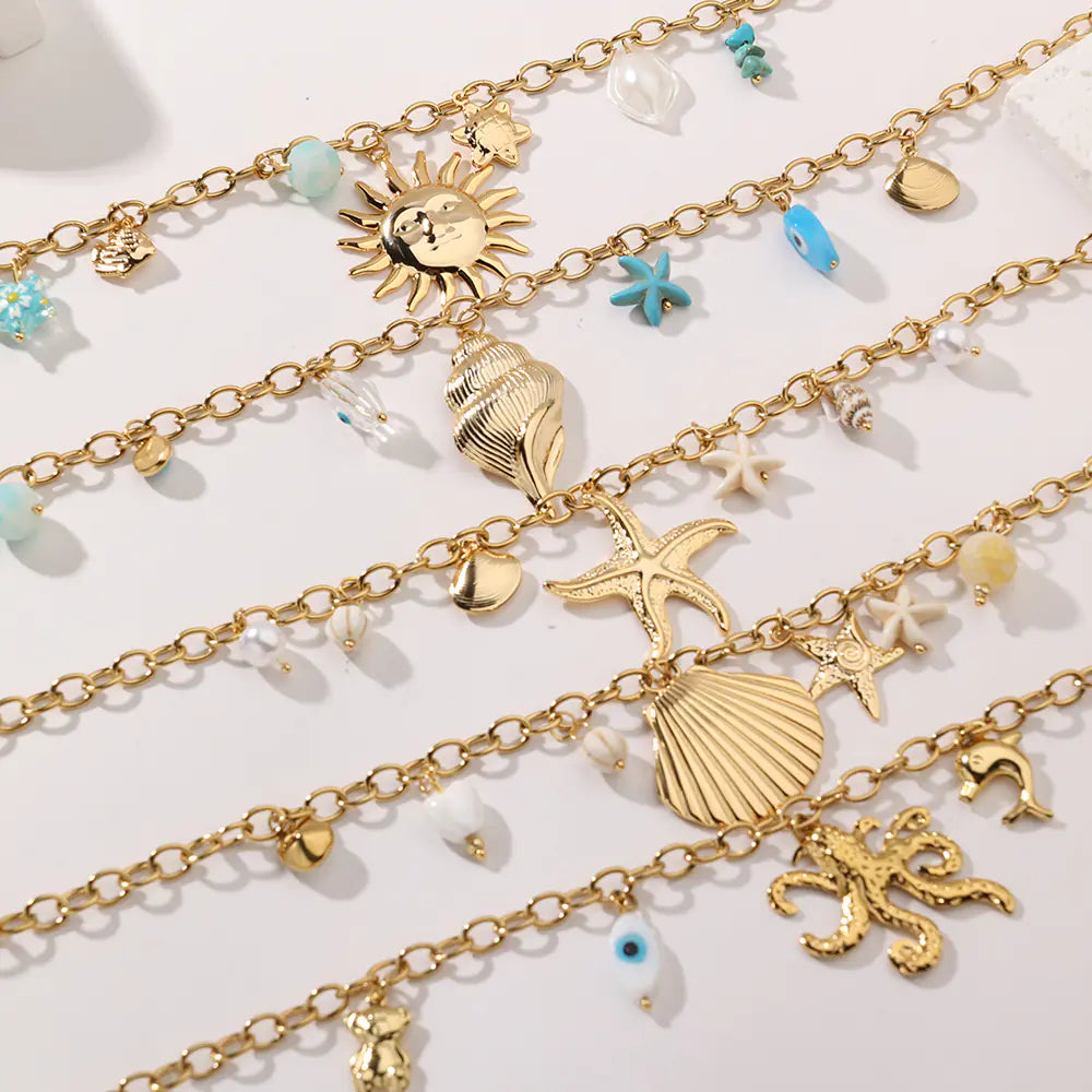 Marine Stainless Steel Multi Drop Pendant Necklace