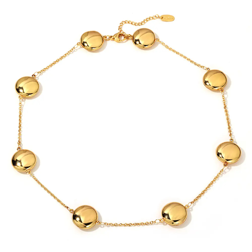 Stainless Steel Flat Ball Adjustable Necklace