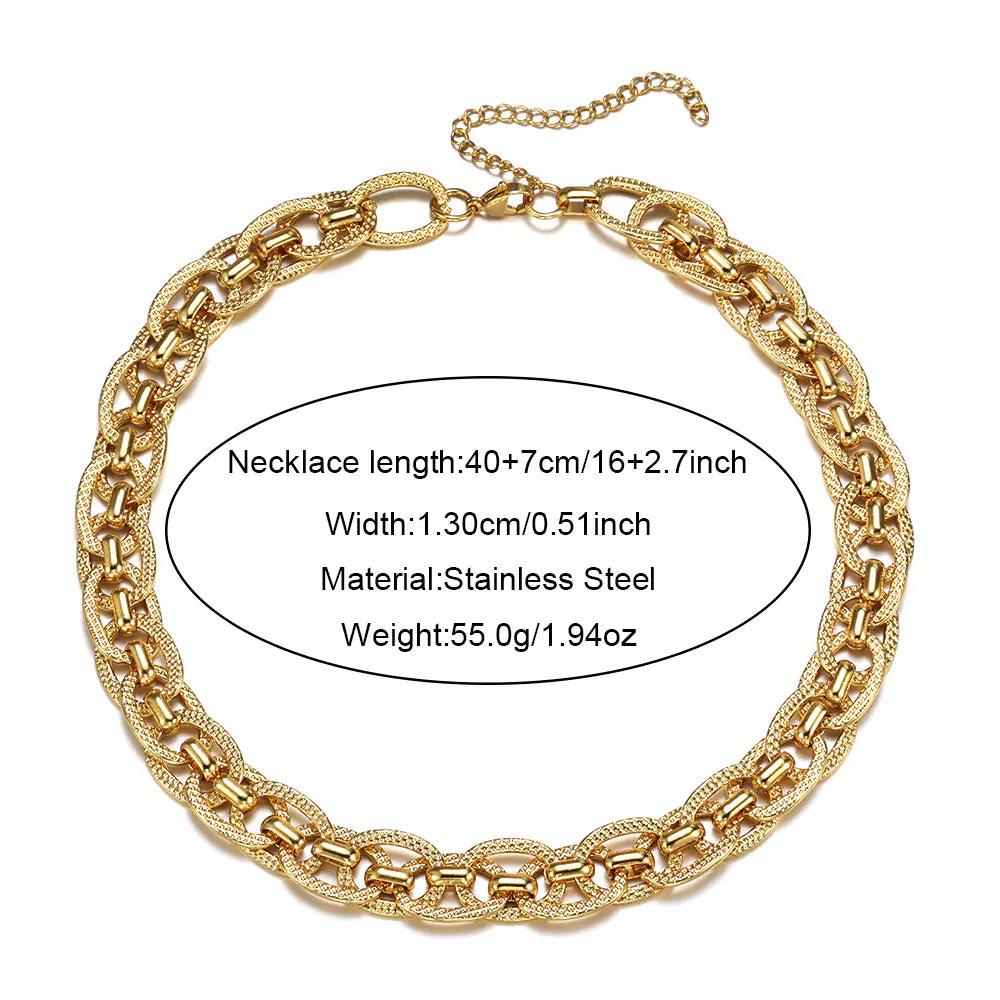 Stainless Steel Buckle Necklace Adjustable