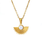 Stainless Steel Sector CZ Pendant Necklace