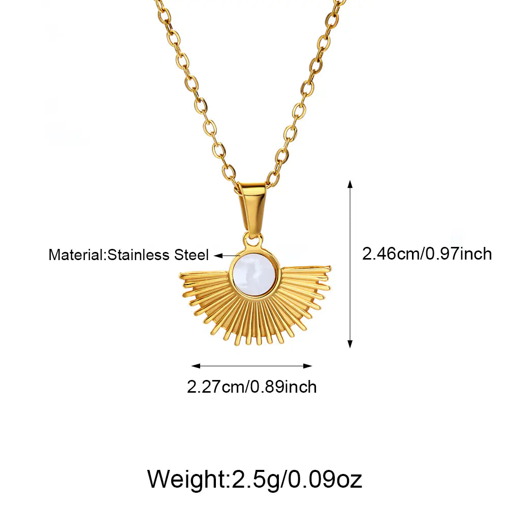 Stainless Steel Sector CZ Pendant Necklace