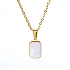 Rectangle Shell Choker Necklace Stainless Steel
