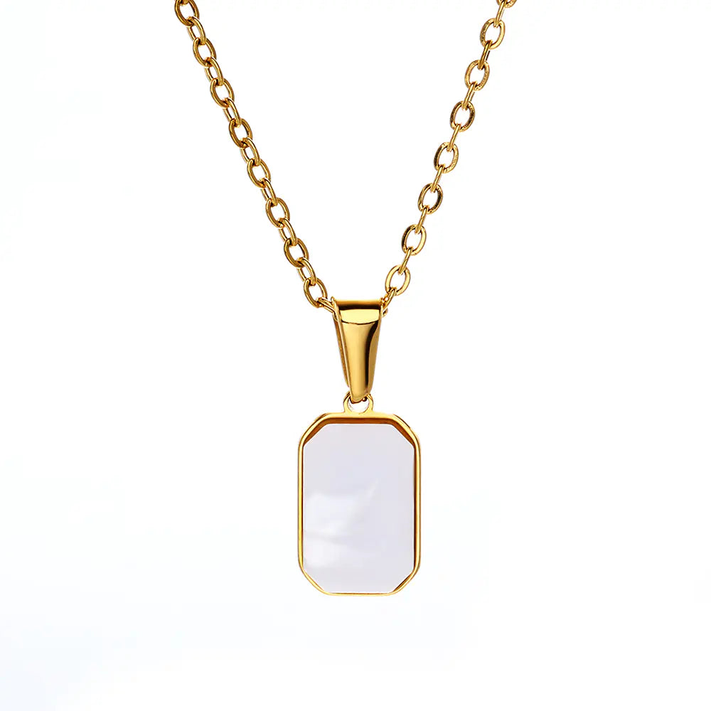 Rectangle Shell Choker Necklace Stainless Steel