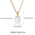 Rectangle Shell Choker Necklace Stainless Steel