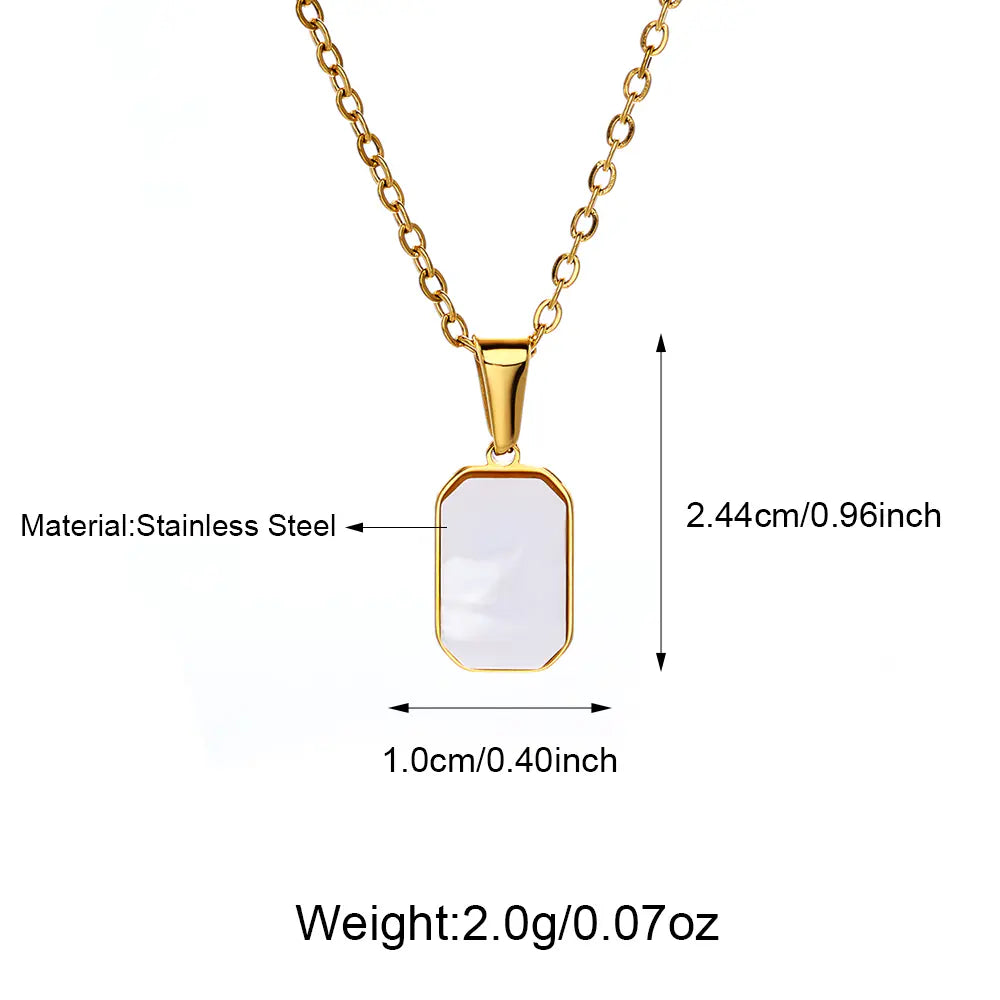 Rectangle Shell Choker Necklace Stainless Steel