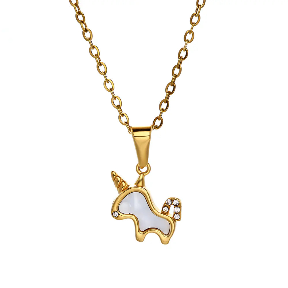 Stainless Steel Small Shell unicorn Pendant Necklace