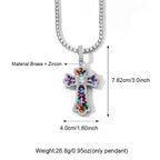 Multi Cutting Colorful Diamond Cross Charm Pendant