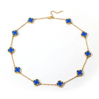 Trendy Vintage Blue Lucky Flower Charm Chain