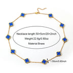 Trendy Vintage Blue Lucky Flower Charm Chain