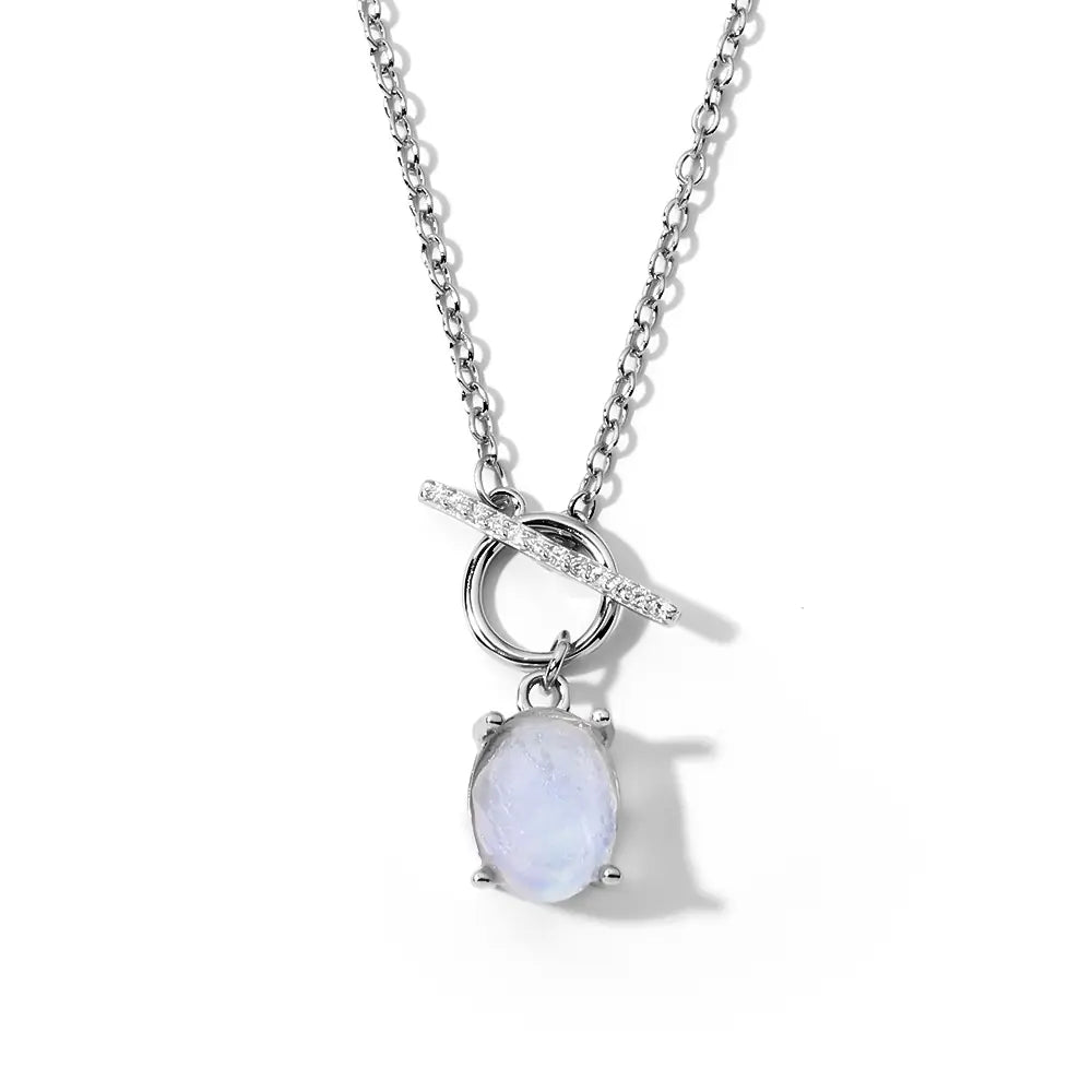 New 925 Sterling Silver Moonstones CZ Necklace Chain