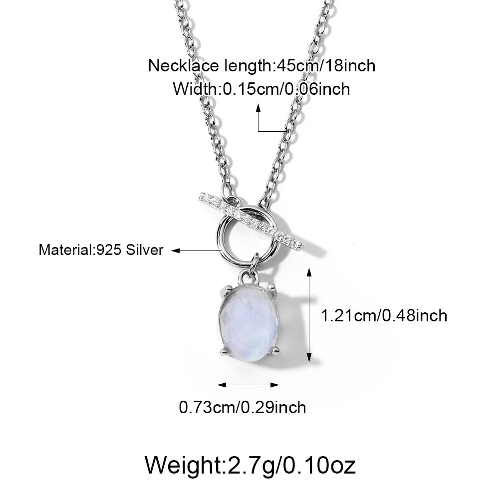 New 925 Sterling Silver Moonstones CZ Necklace Chain