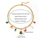 Vintage Stainless Steel Christmas Enamel Necklace
