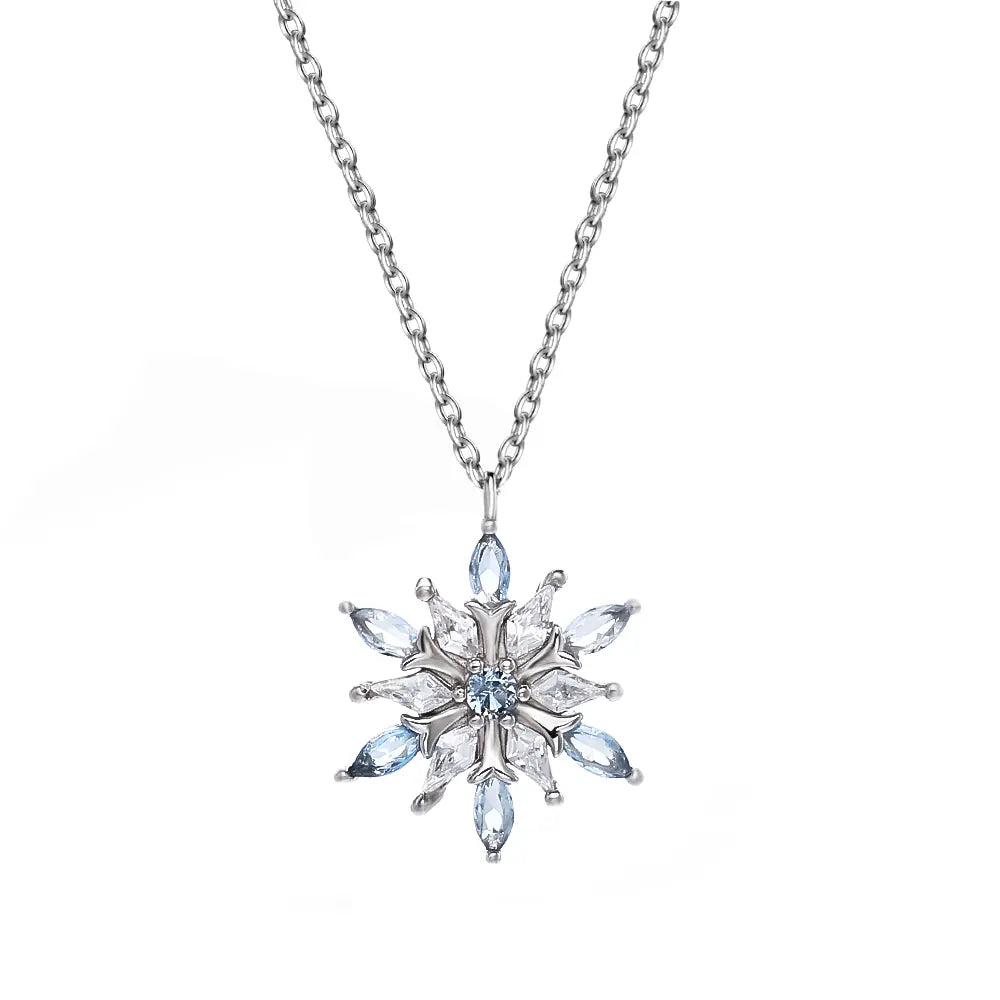 Custom S925 Sterling Silver Snowflower Necklace