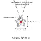 S925 Silver Colorful Heart Bow Star Necklace