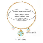 Stainless Steel Green Shell Ocean Series Design Necklace
