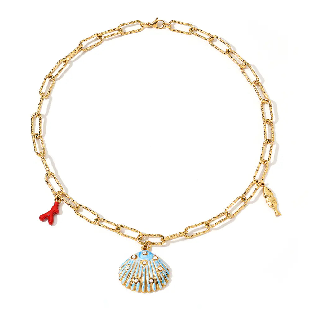 Sea Shell Anti Water Stainless Steel Necklace