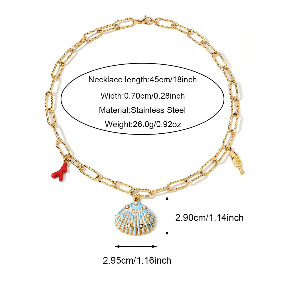 Sea Shell Anti Water Stainless Steel Necklace