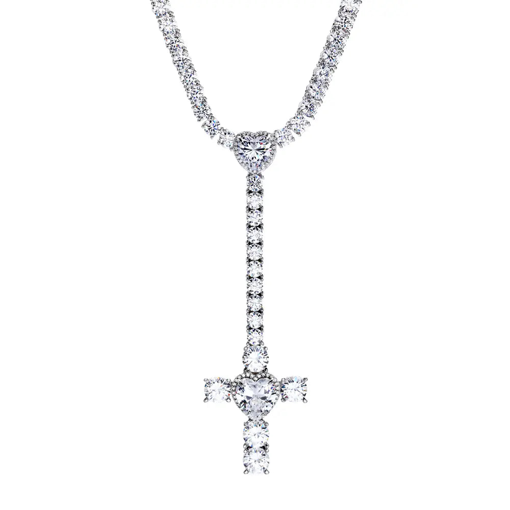 Fashion Brass CZ Cross Pendant Necklaces