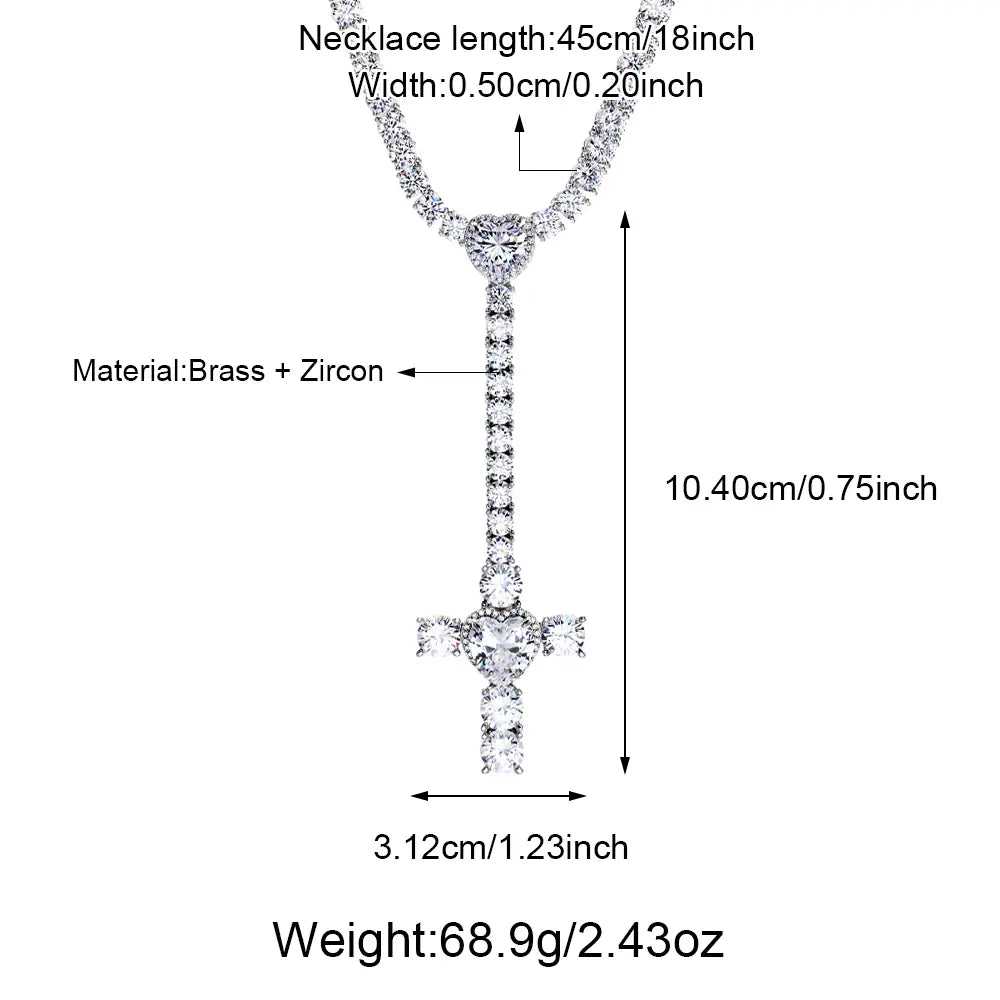 Fashion Brass CZ Cross Pendant Necklaces