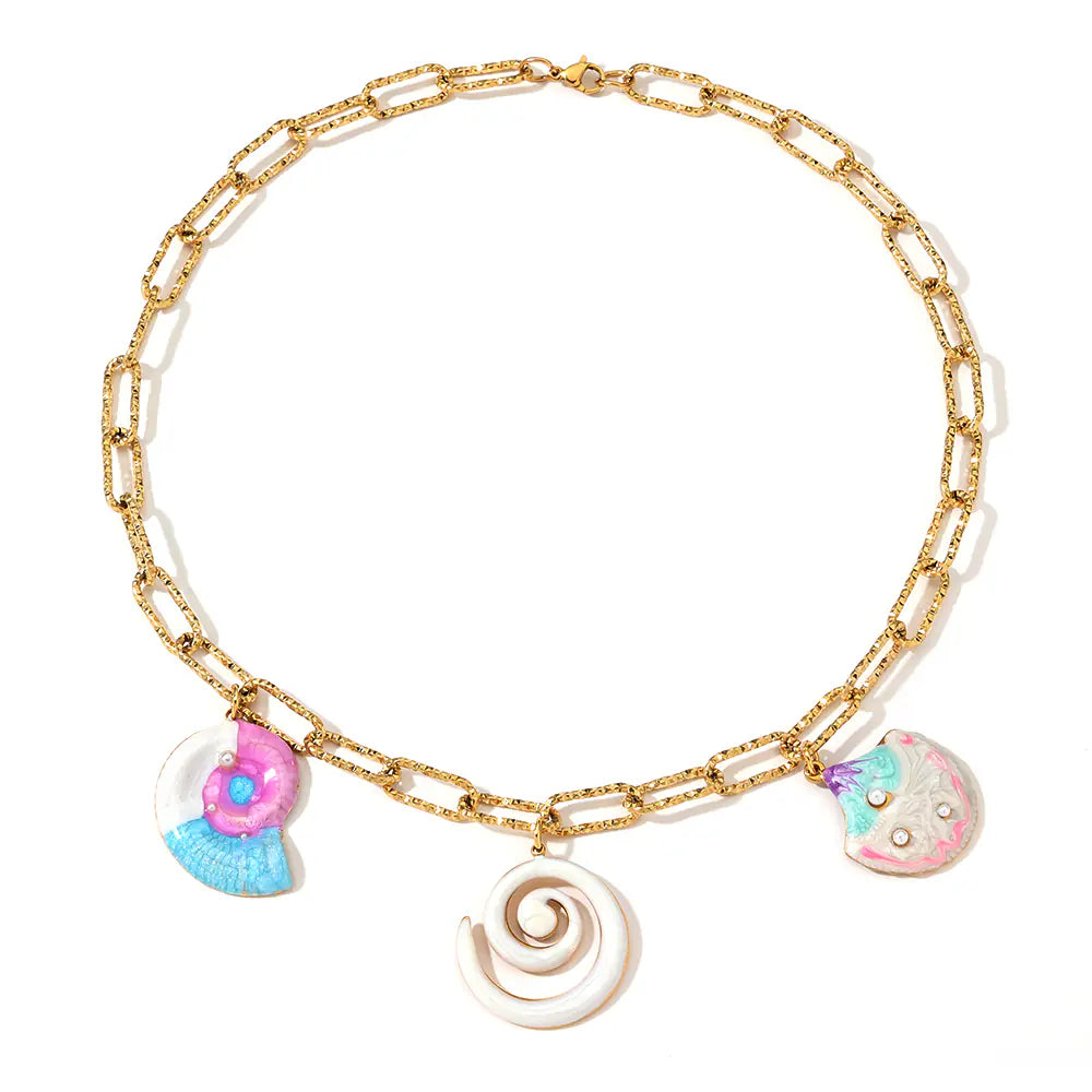 Stainless Steel Ocean Shell Conch Necklace