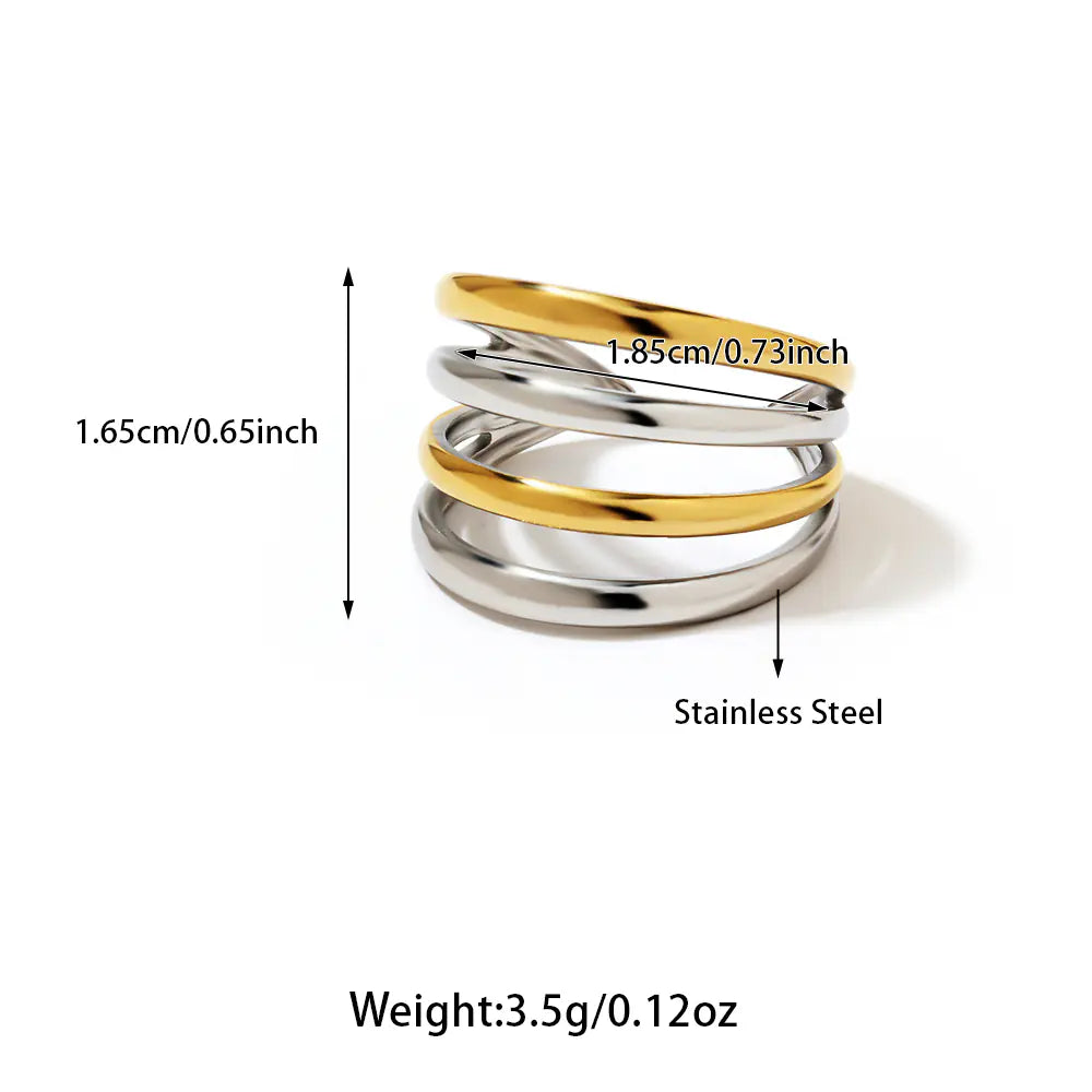 Stainless Steel Four-Row Double-Color Electroplated Ring