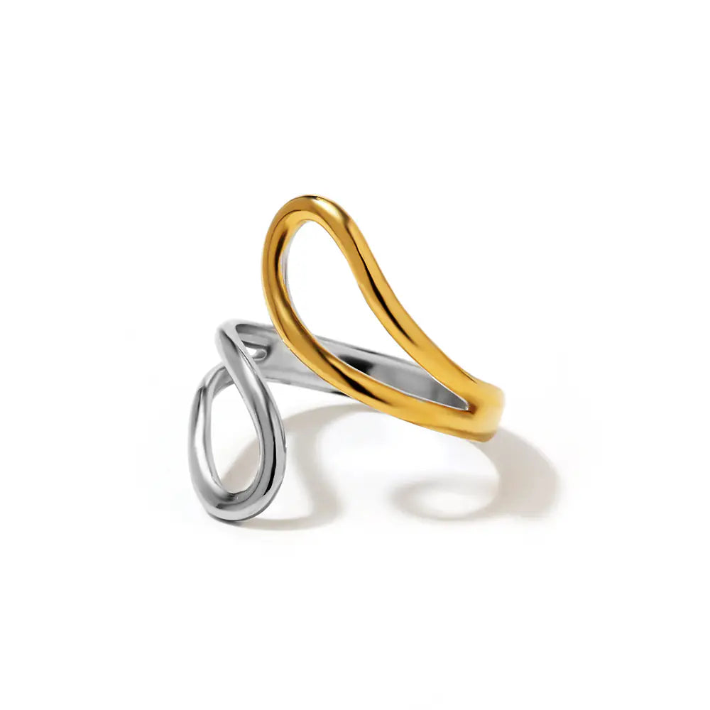 Stainless Steel Gold And White Gold Hoop Ring