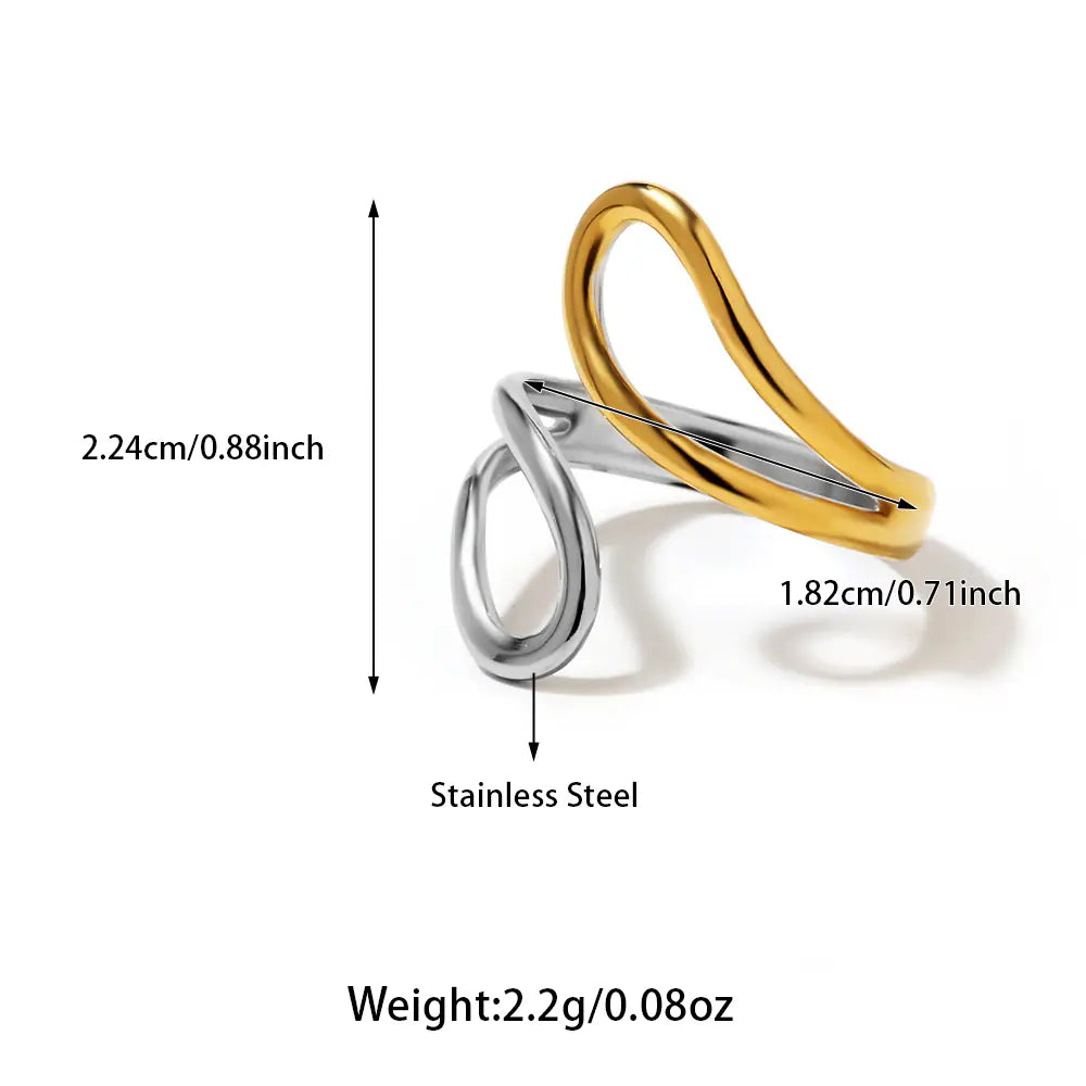 Stainless Steel Gold And White Gold Hoop Ring
