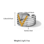 New Stainless Steel V shape Two Tone Opening Ring