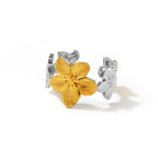 Stainless Steel Two Tone Flower Adjustable Ring