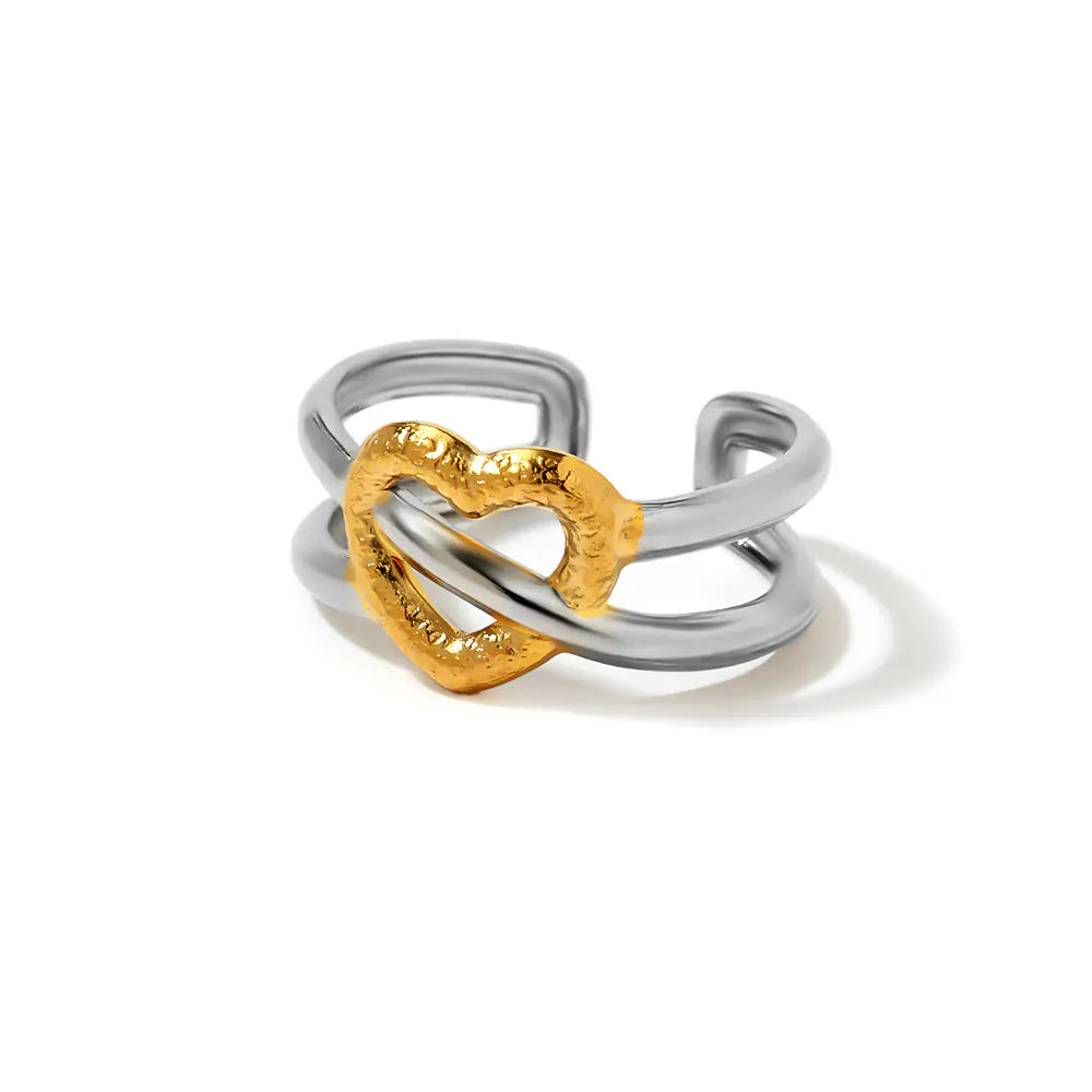 Stainless Steel Gold And Silver Adjustable Ring