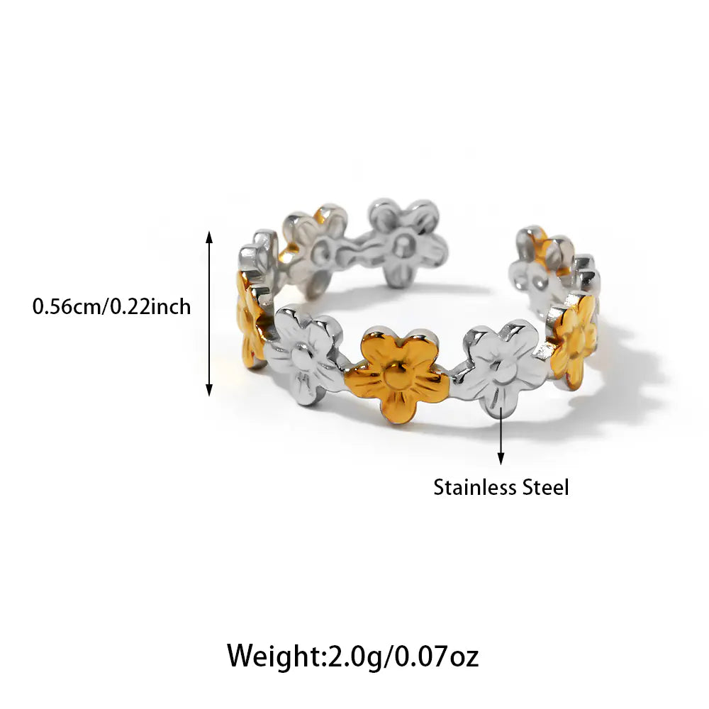 2025 Stainless Steel Flower Ring Adjustable