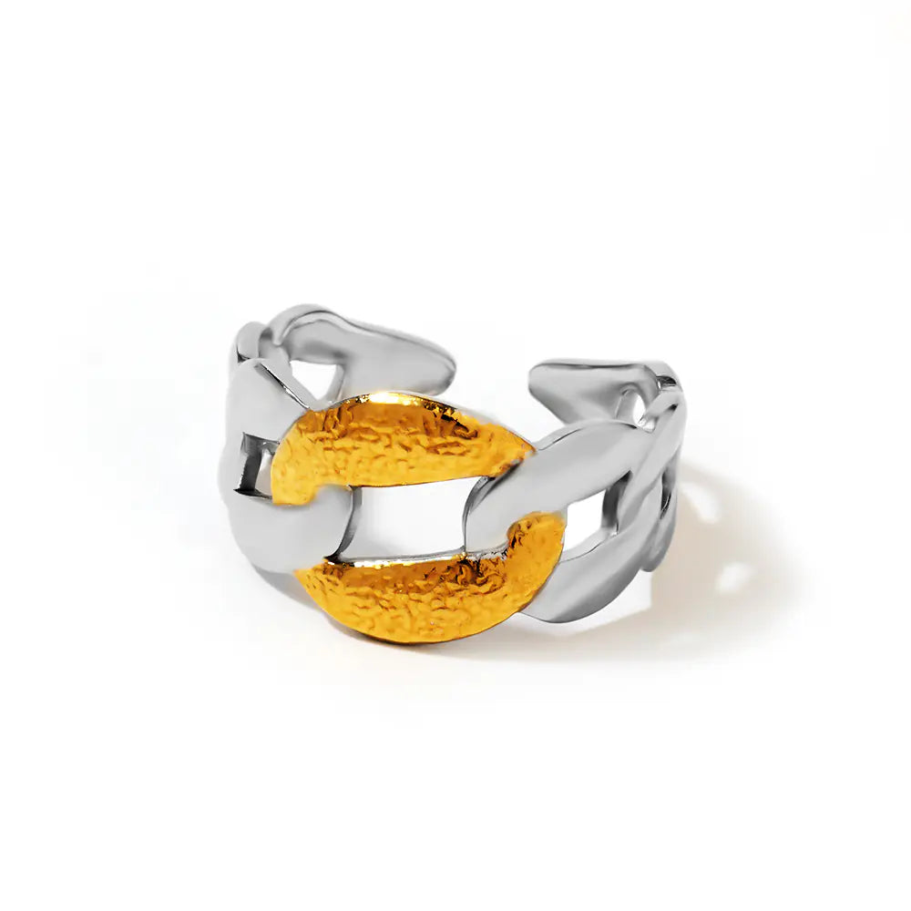 Stainless Steel Chain Two-Tone Ring