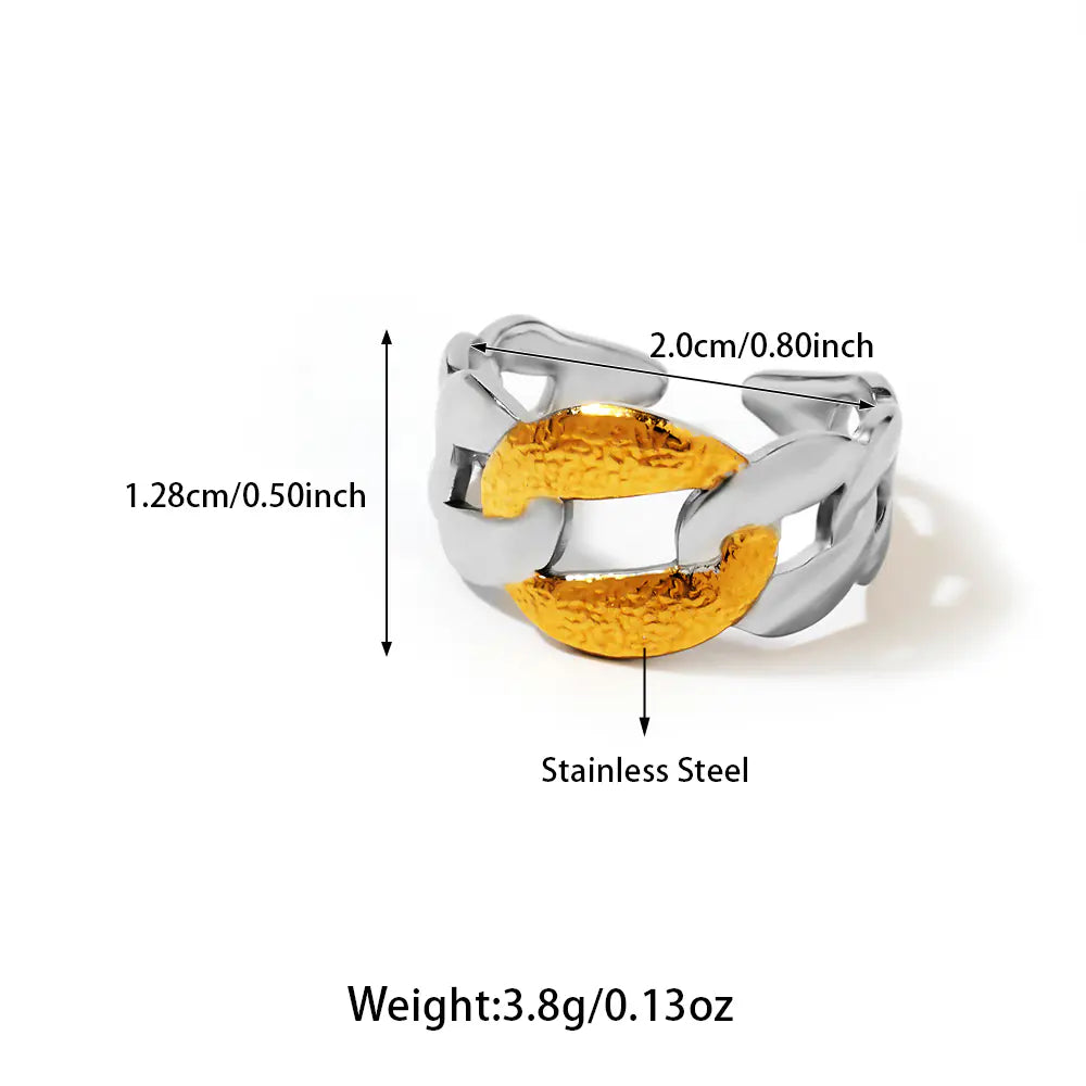 Stainless Steel Chain Two-Tone Ring